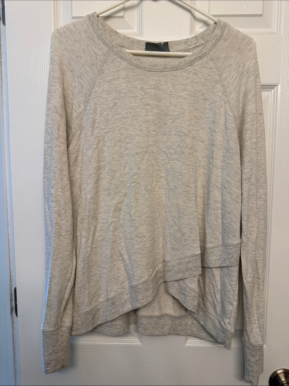 Athleta Light Heather Gray Long Sleeve Cross Over Pullover